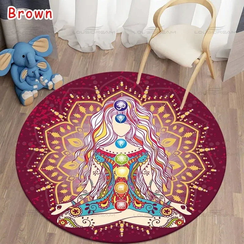 Thumbnail: Round Meditation Chakra Pattern Rug