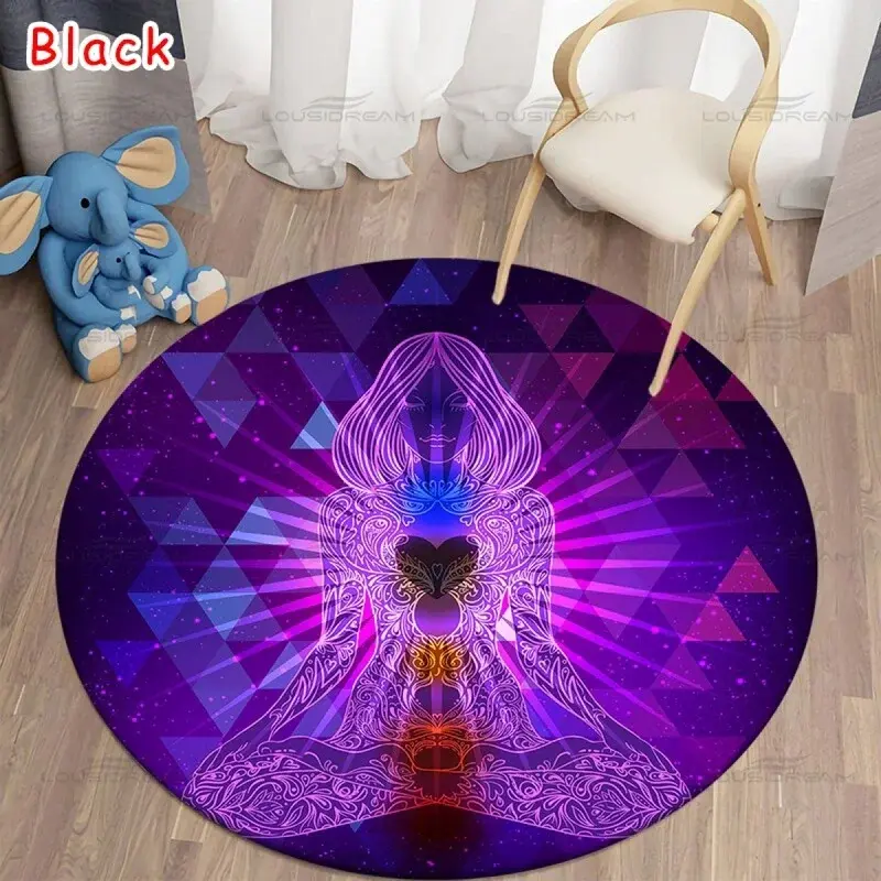 Thumbnail: Round Meditation Chakra Pattern Rug