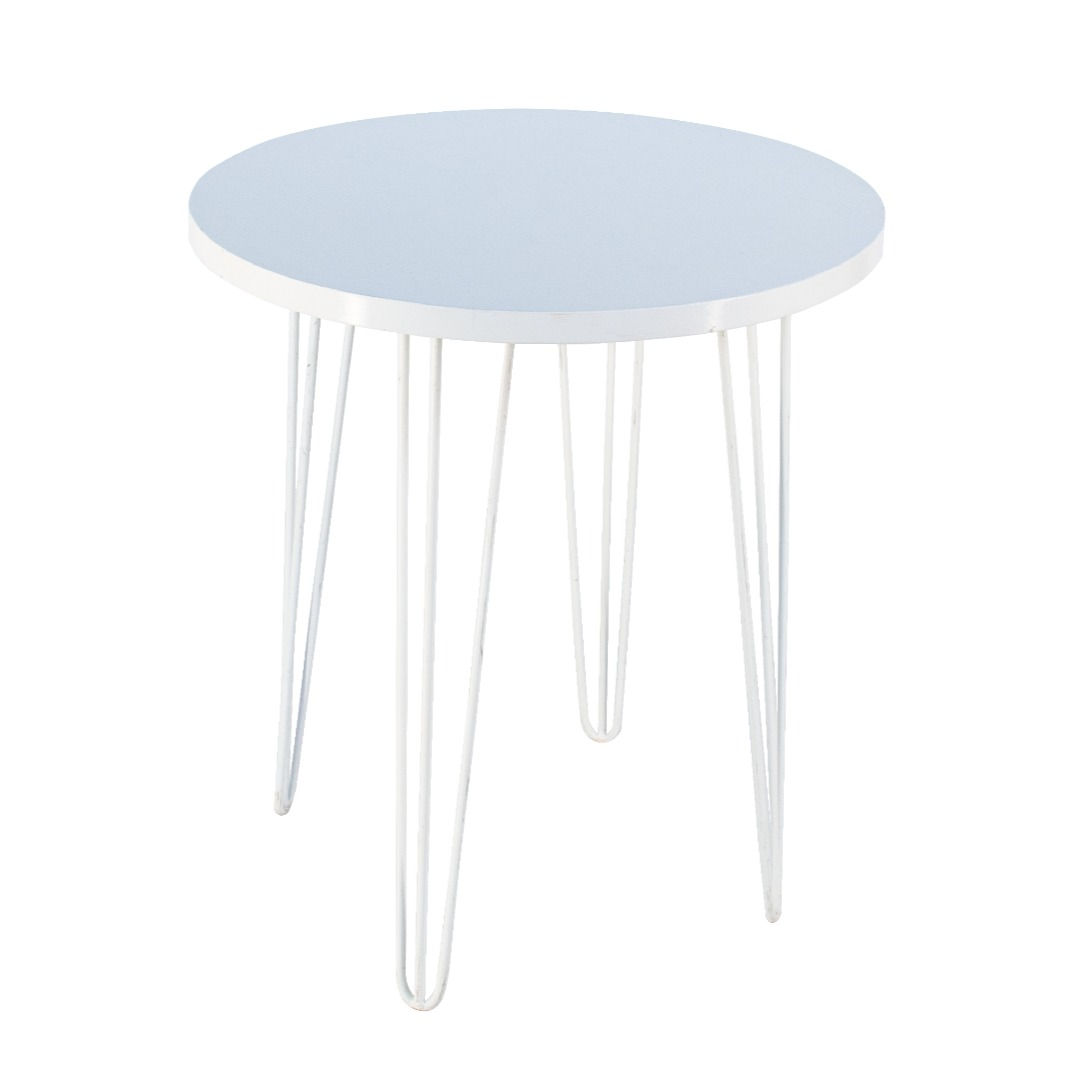 Cafe Table White Round w/ White Hair Pin Legs