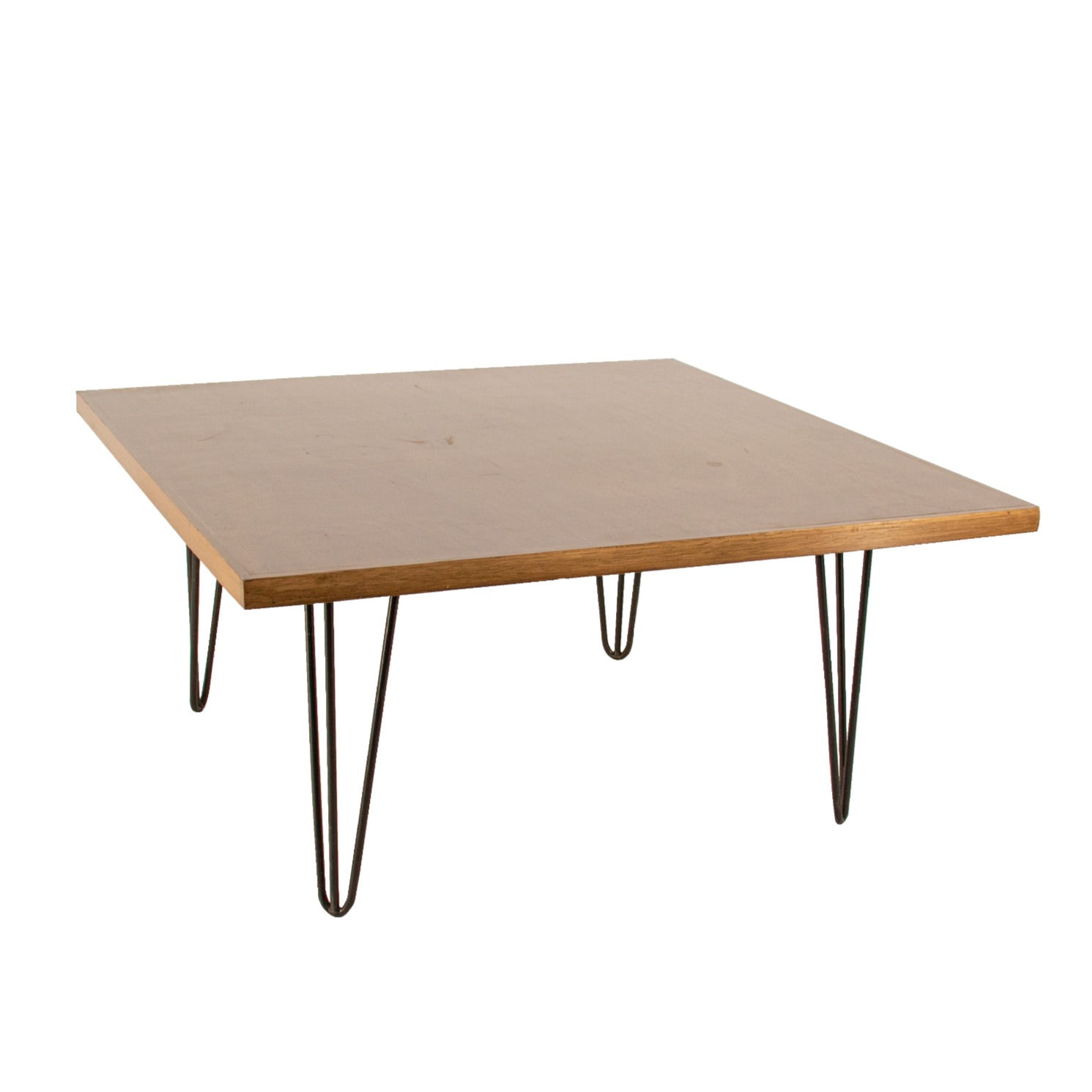 Coffee Table Oak Square w/ Black Hair Pin Legs