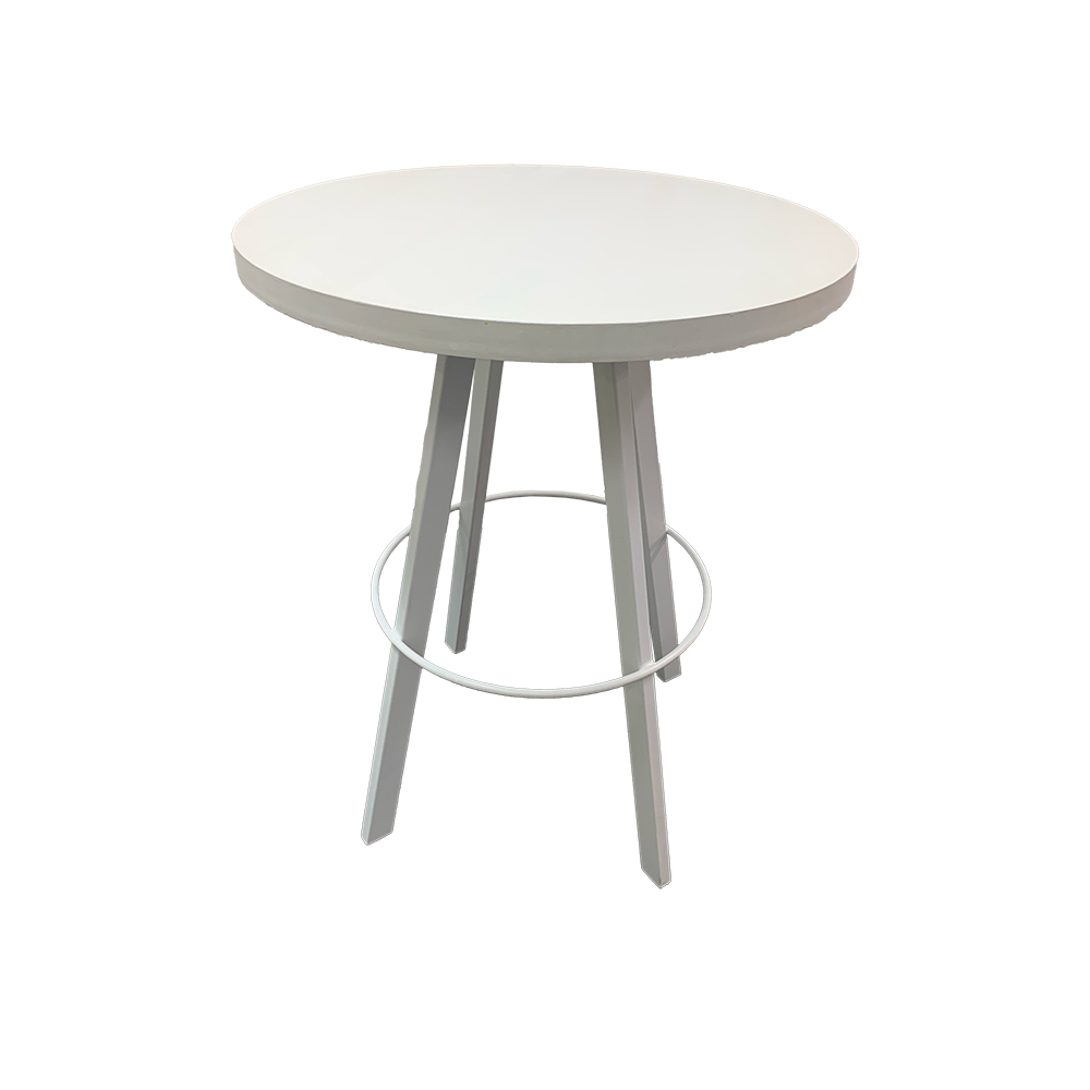 Cafe Table White Round w/ White Metal Legs