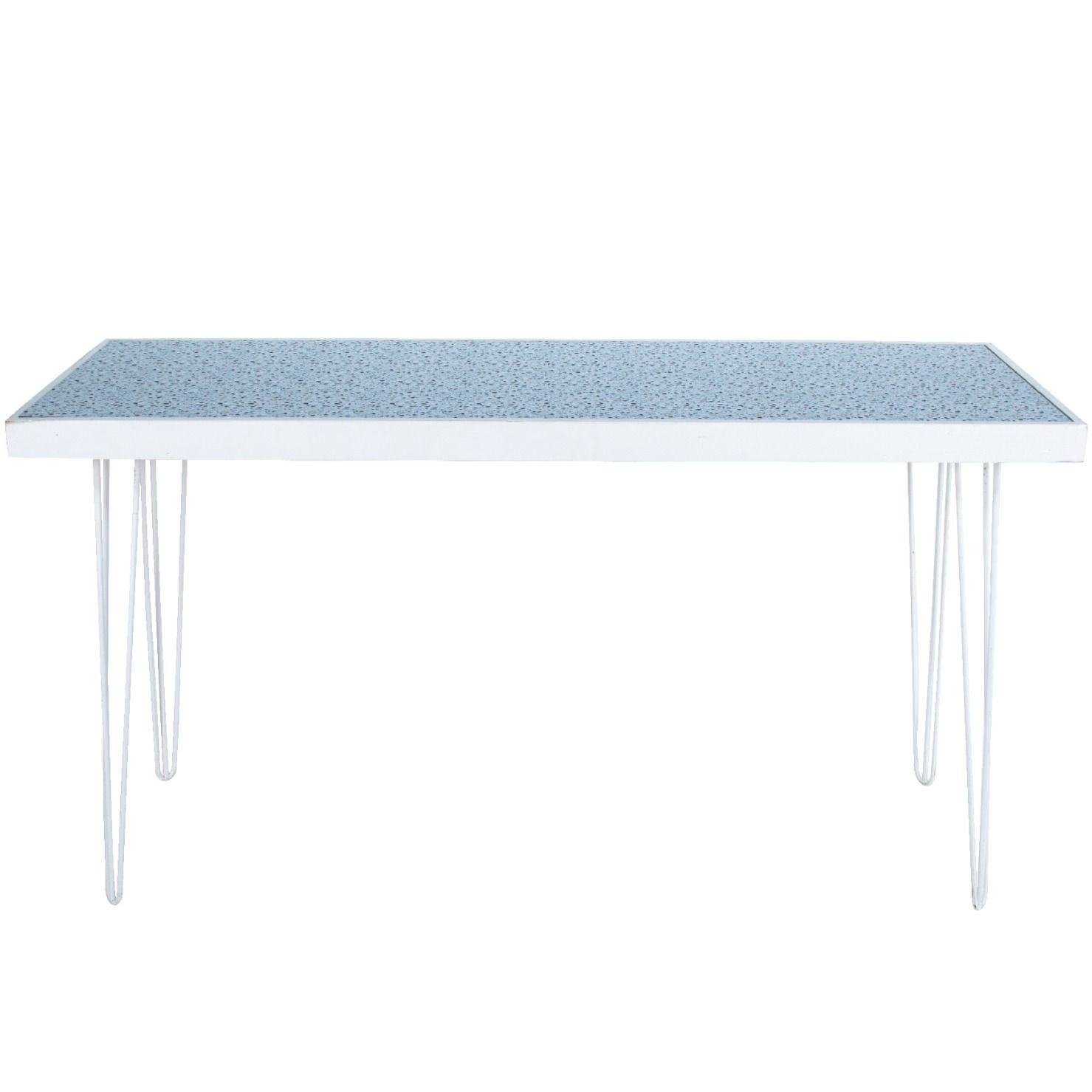 Tapas Table Terrazzo Top, White Frame w/ White Hair Pin Legs