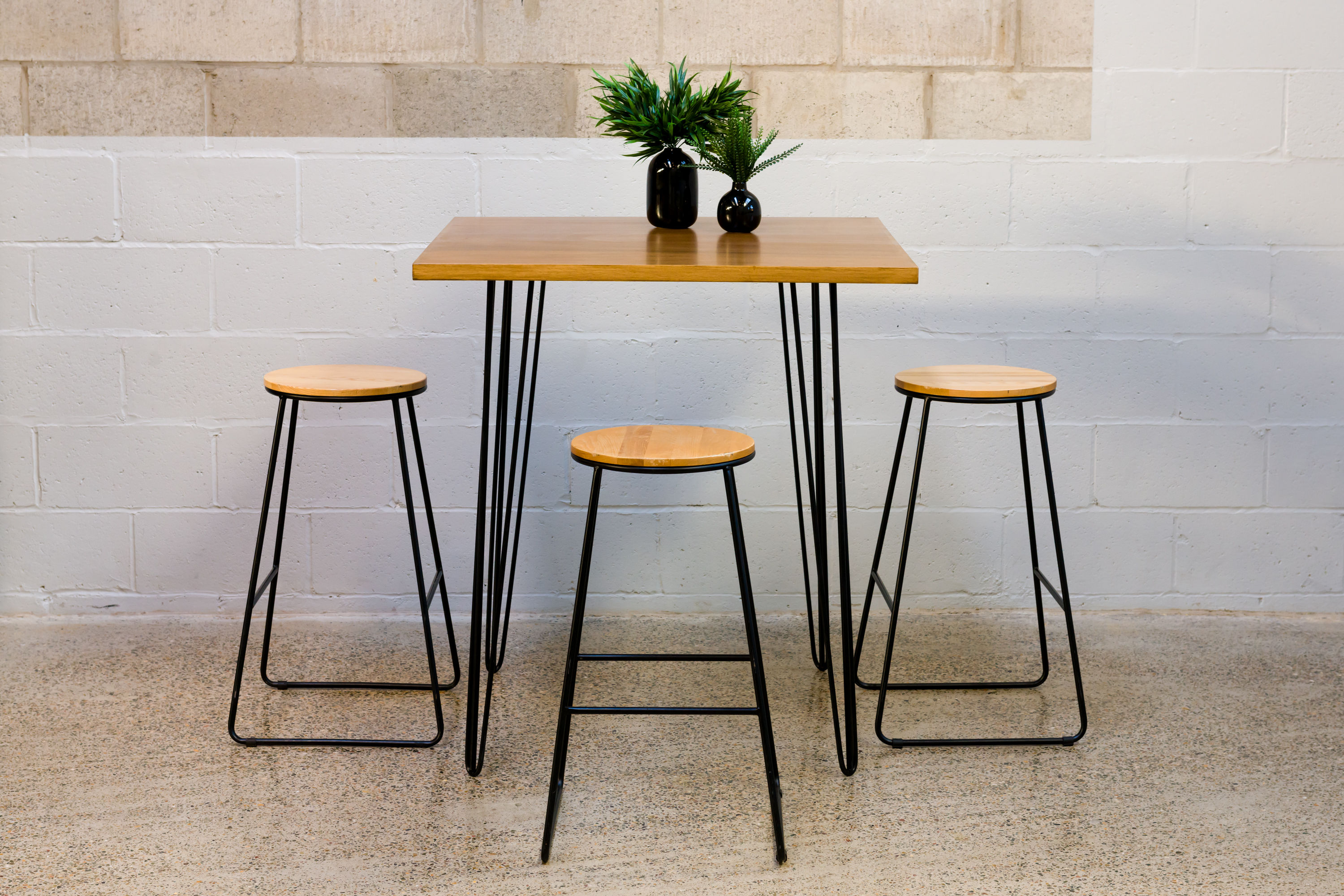 Dry Bar Oak Square w/ Black Hair Pin Legs