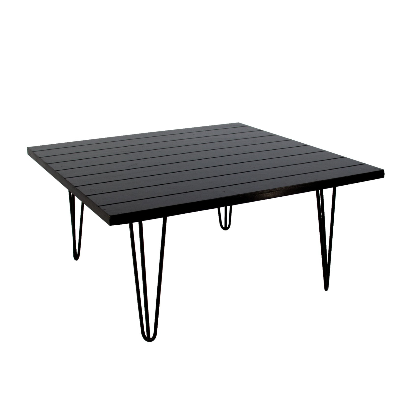 Coffee Table Black Square w/ Black Hair Pin Legs