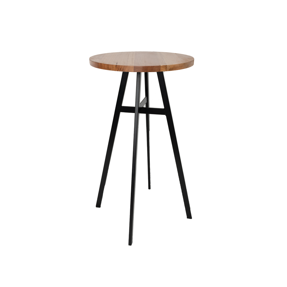 Dry Bar Timber Round w/ Black Metal Legs