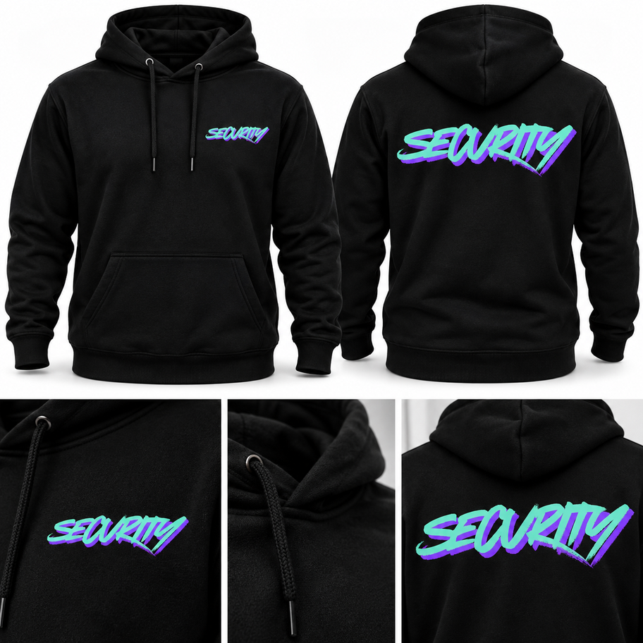 Hoodie Security schwarz mit Aufdruck Security im modernen Design