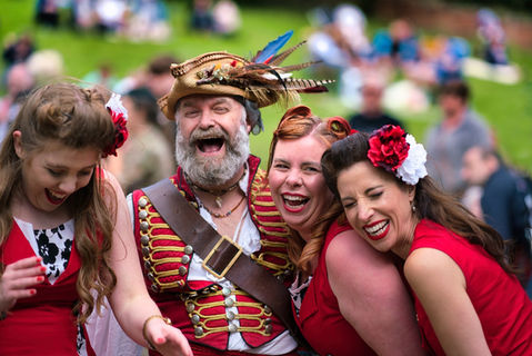 Melody belles and Whitchurch town Pirate laughing image taken by Anthony Photography