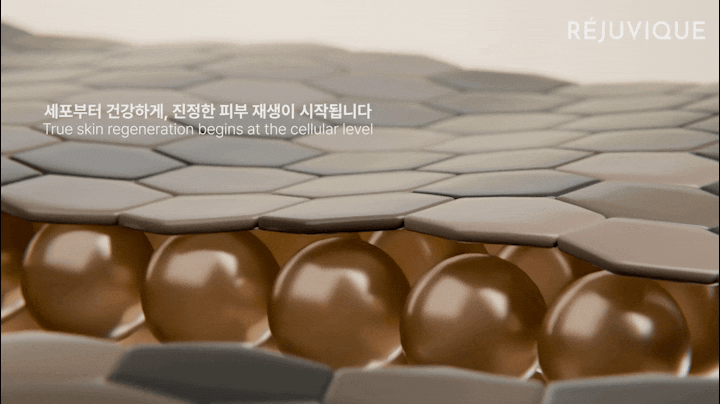 세포 에너지 회복과 피부 재생 과정을 표현한 코스메틱 광고영상