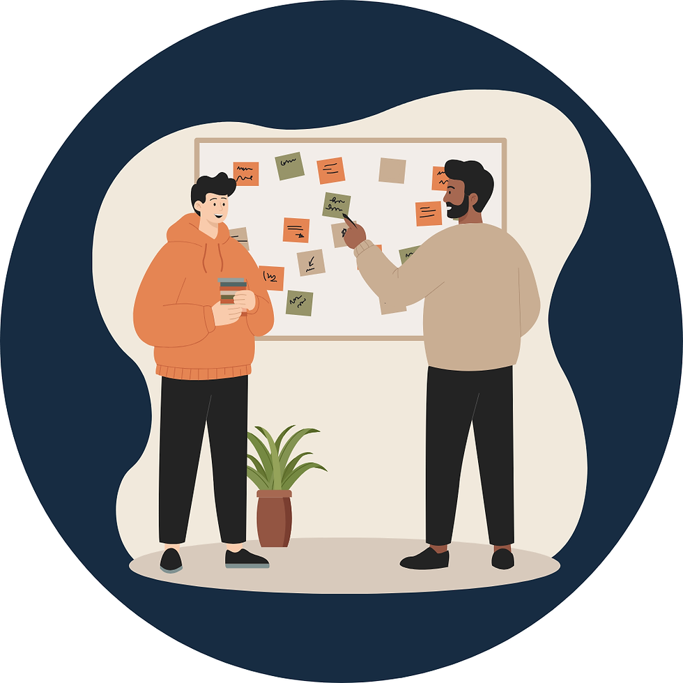 Two business leaders planning the in's and out's of their business before investing in paid digital.