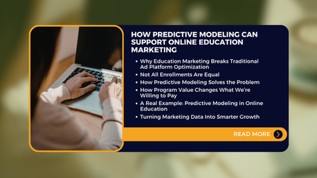 An overview of what is covered in the article, "How Predictive Modeling Can Support Online Education Marketing"