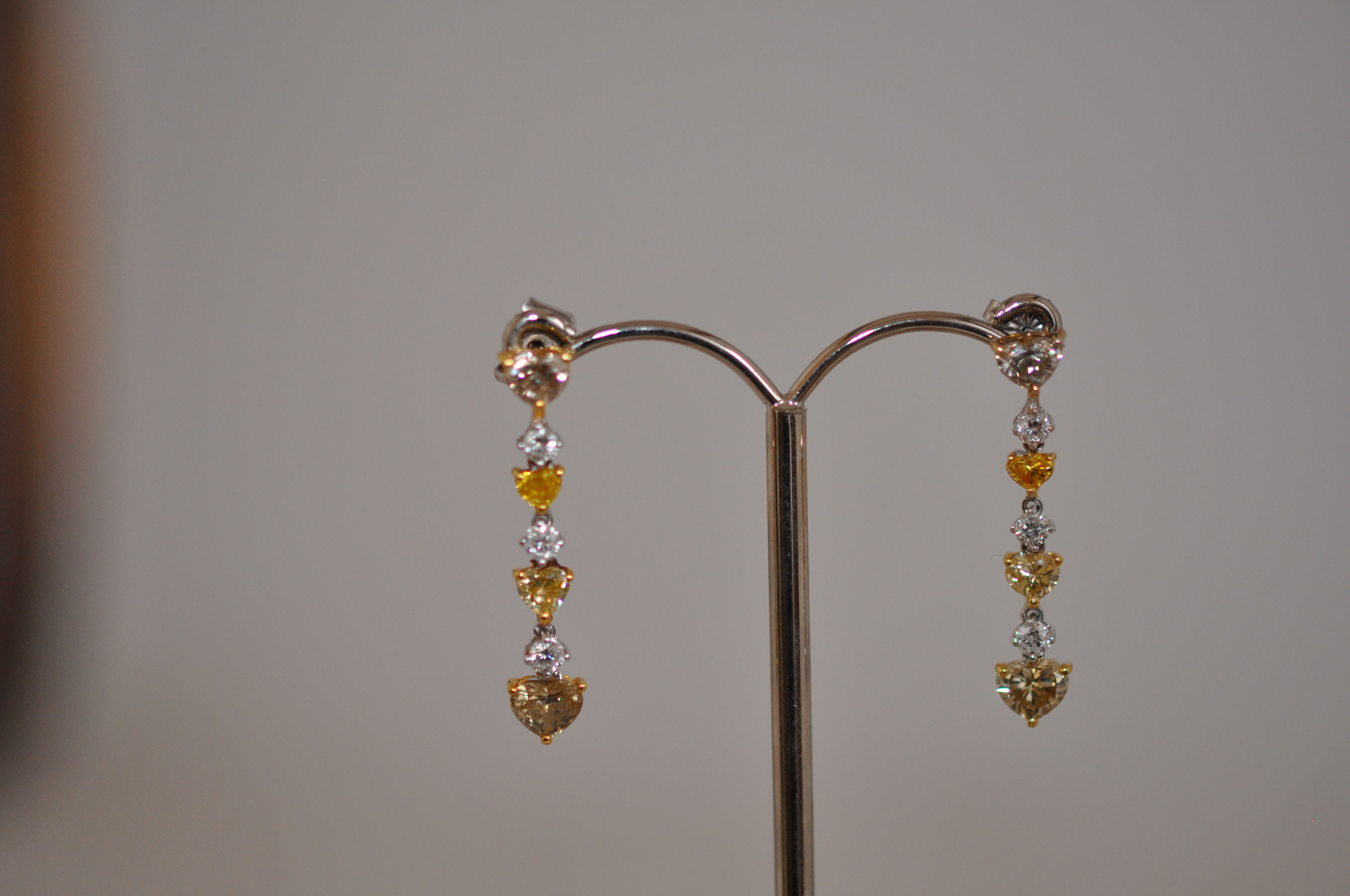 Yellow Diamond Drop Earrings