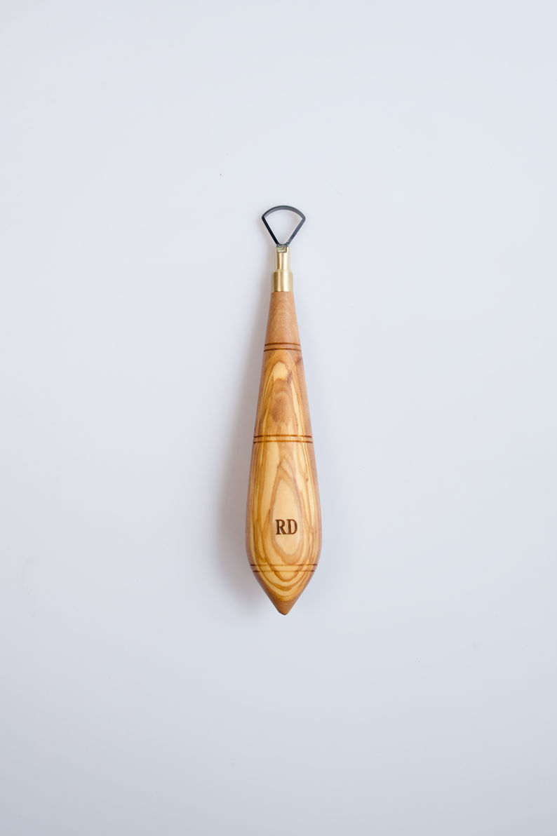 Bow Shape Tungsten Carbide Loop Blade Pottery Tool with Olive Wood Handle