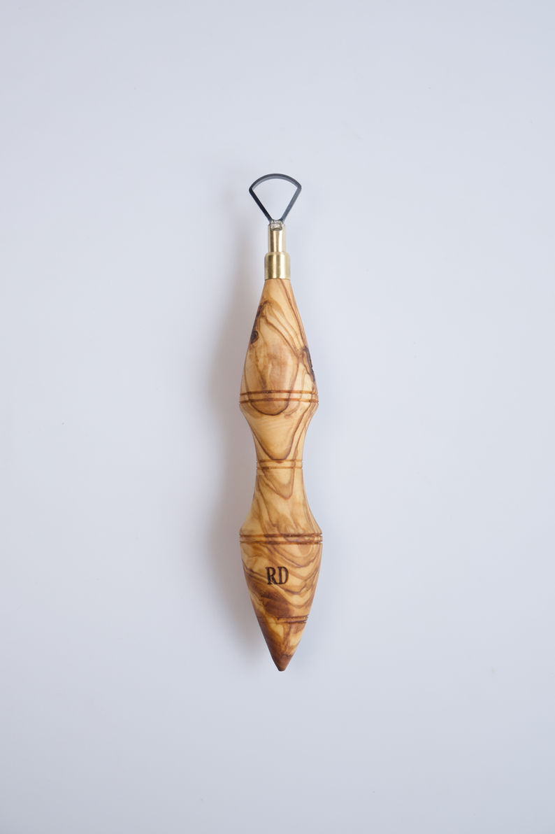 Bow Shape Tungsten Carbide Loop Blade Pottery Tool with Olive Wood Handle
