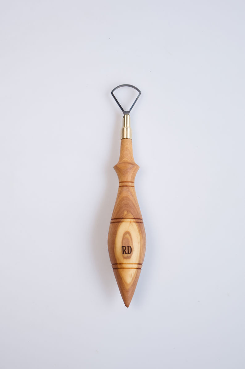 Big Bow Shape Tungsten Carbide Loop Blade Pottery Tool with Olive Wood Handle