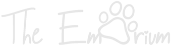 The Empawrium logo, text with a dog paw included in the logo