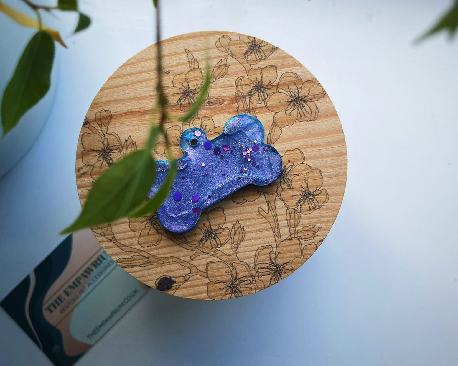Lavender bone shape pet tag