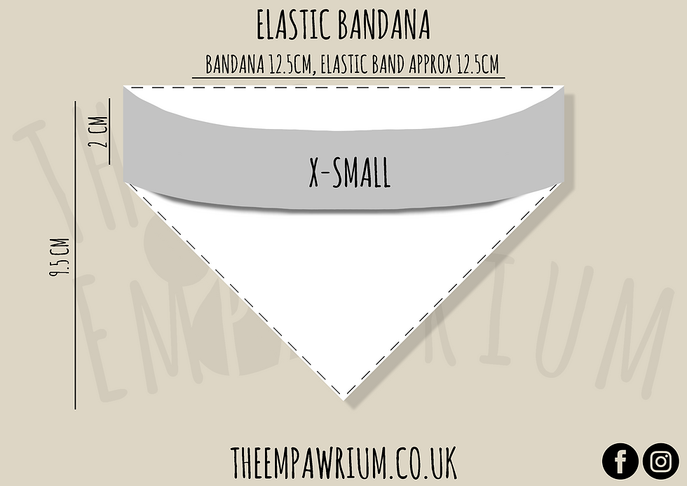 Thumbnail: Illustration of an extra small elastic bandana with sizes