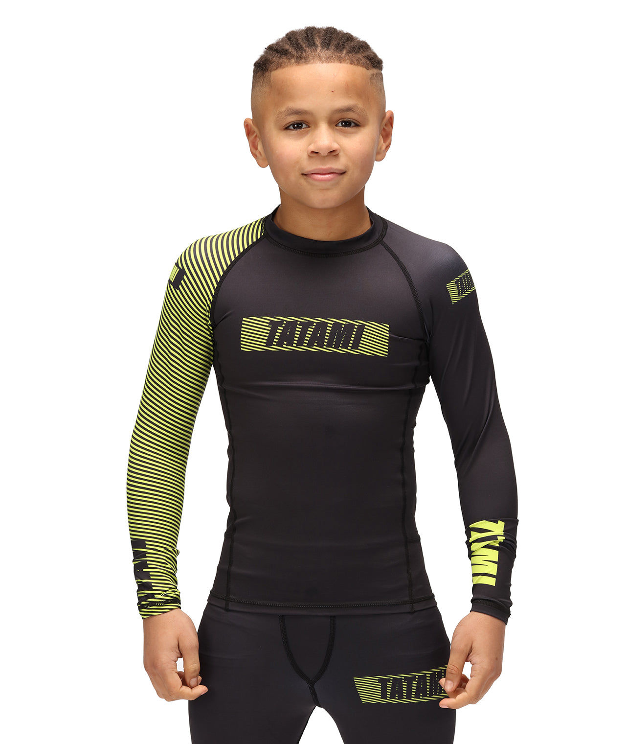 Kids Essential 3.0 Long Sleeve Rash Guard - Black & Yellow