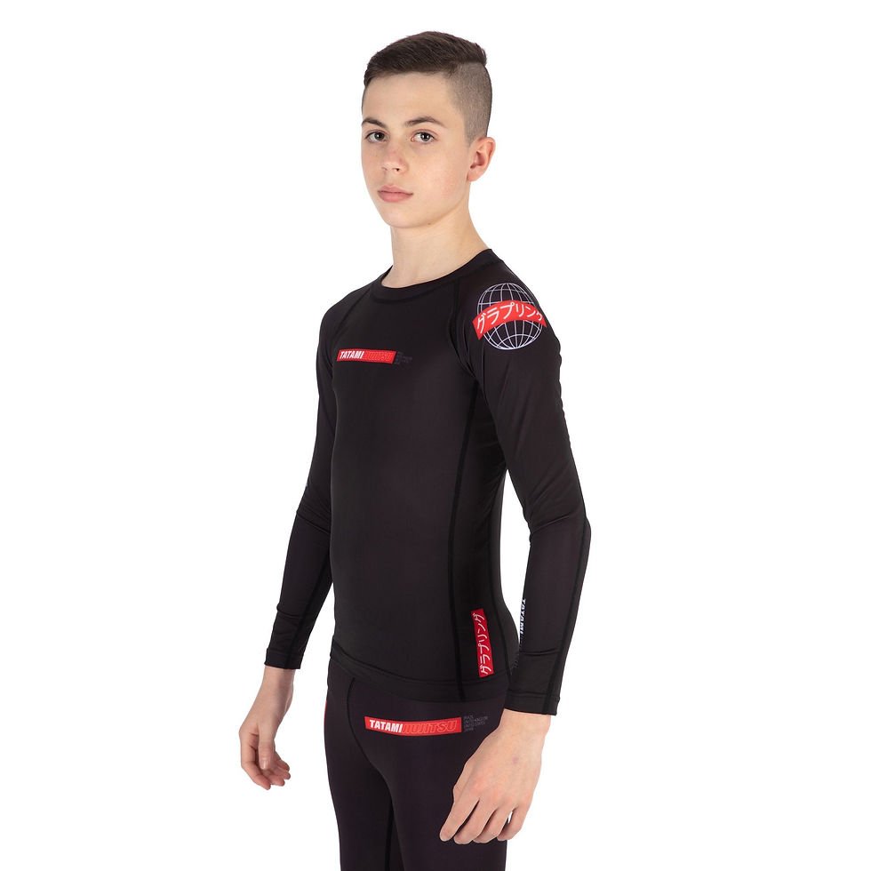 Thumbnail: Kids Global Long Sleeve Rash Guard - Black