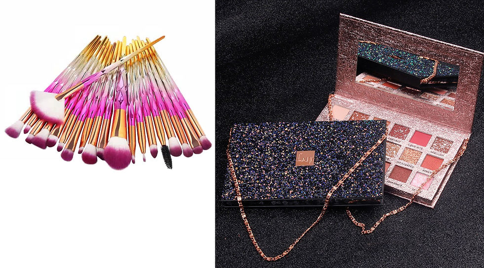 Thumbnail: Luxury Beauty Makeup brushes pack of 20 and Eyeshodow palette caiji pink combo