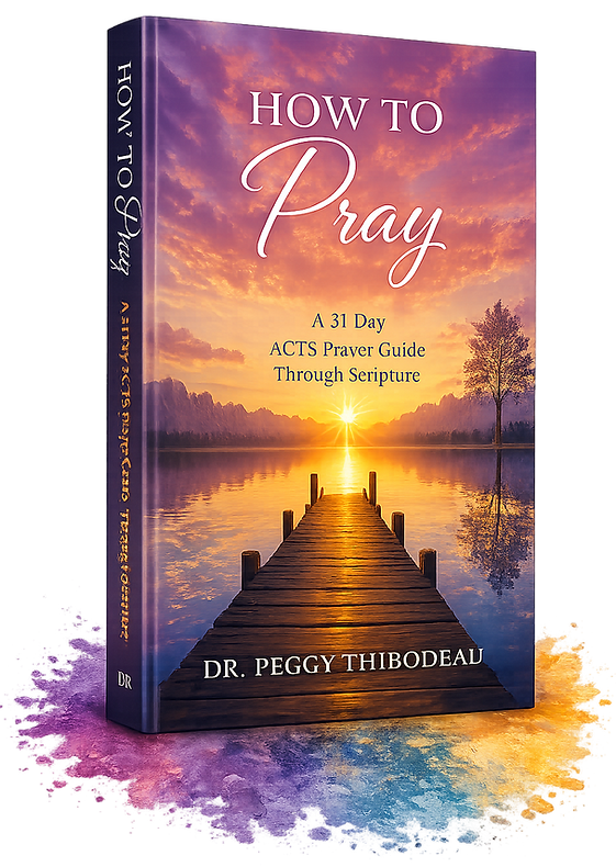 Book cover of Draw Near: A 31-Day ACTS Prayer Journey by Dr. Peggy Thibodeau, a Christian prayer devotional that helps believers deepen their daily prayer life.