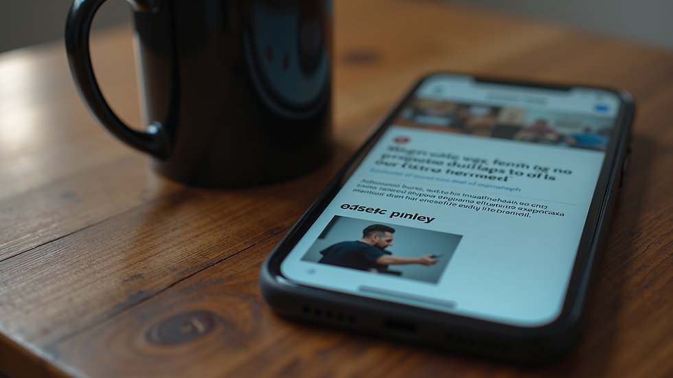 Close-up of a smartphone screen showing a podcast newsletter with episode highlights