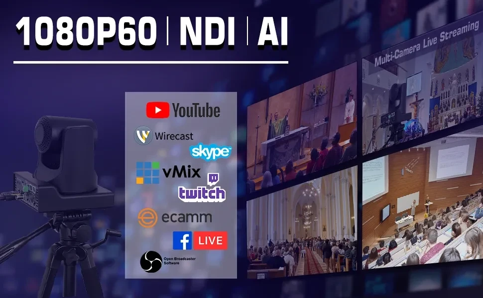 Thumbnail: Chameye NDI PTZ Camera 20x Optical Zoom AI Auto Tracking
