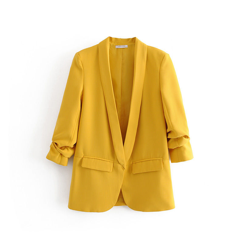 Wrinkle Casual 3/4 Sleeve Women's Blazer, 2018 Autumn