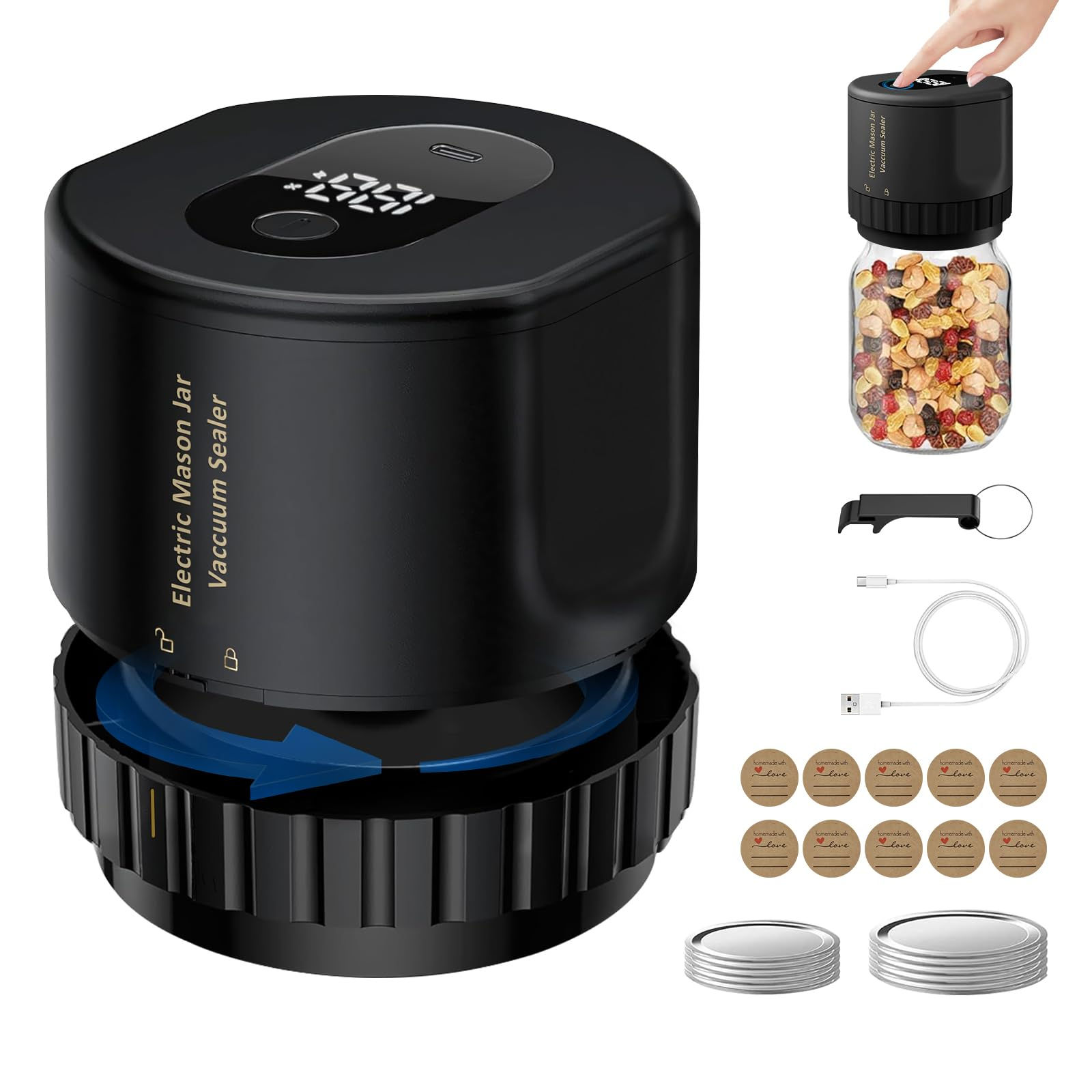 STEVDIAN Mason Jar Vacuum Sealer - Fully Automatic Vacuum Sealer for Mason Jars 