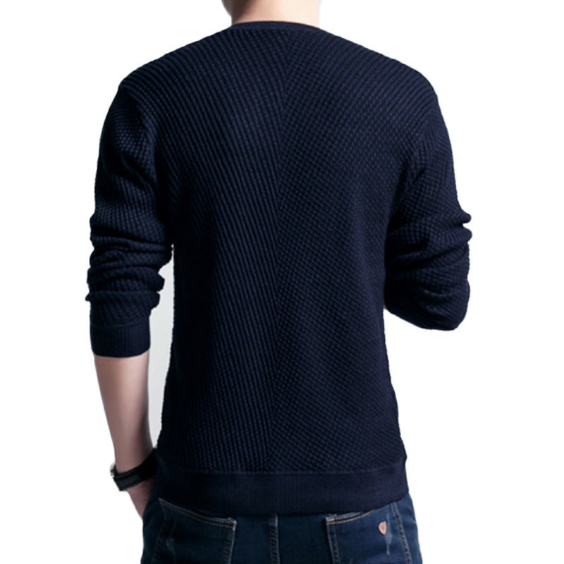 Men's V-Neck Long Sleeve Striped Knit T-Shirt