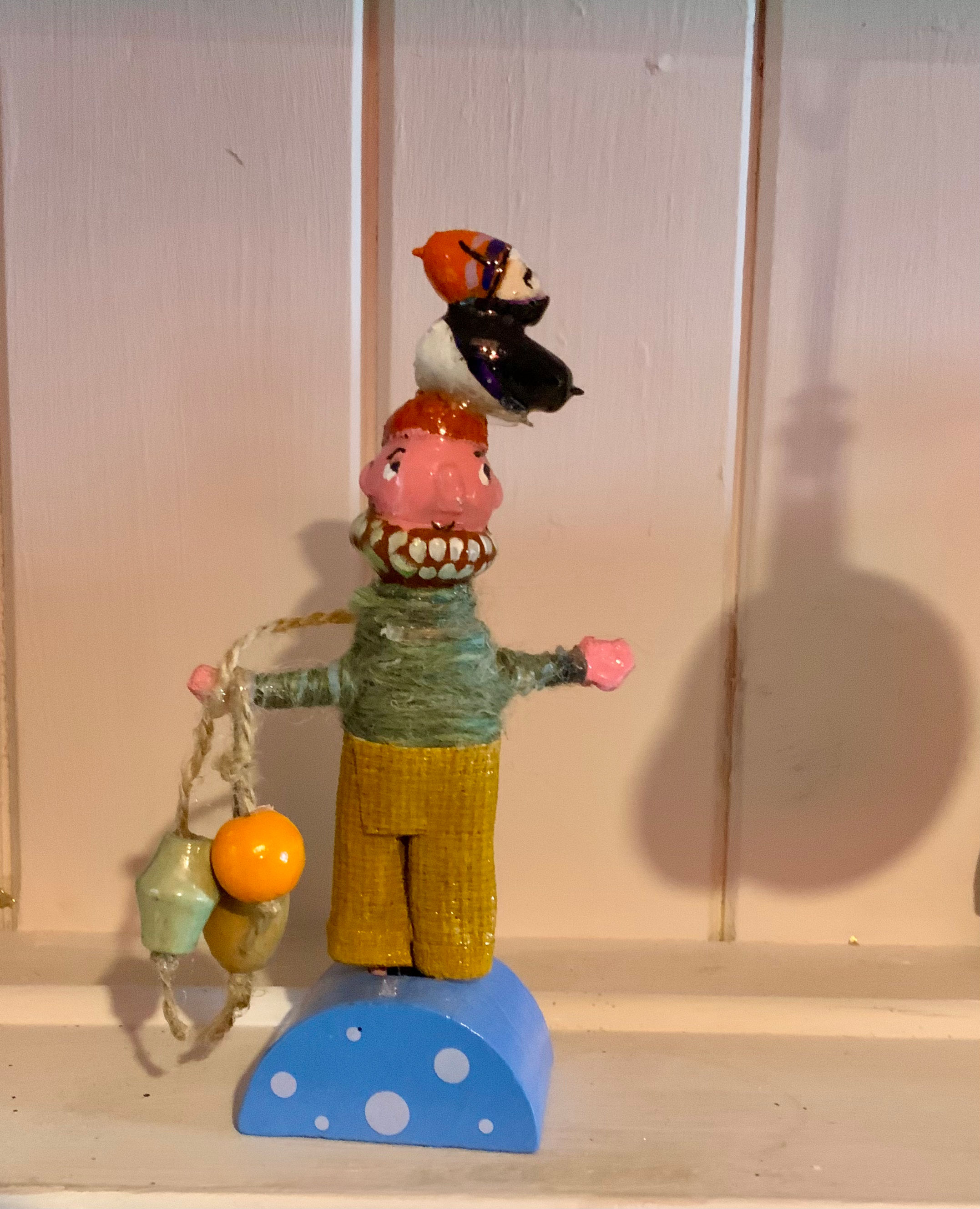 Billy the Fisherman and his Puffin friend….Figgy. Handmade Ornament