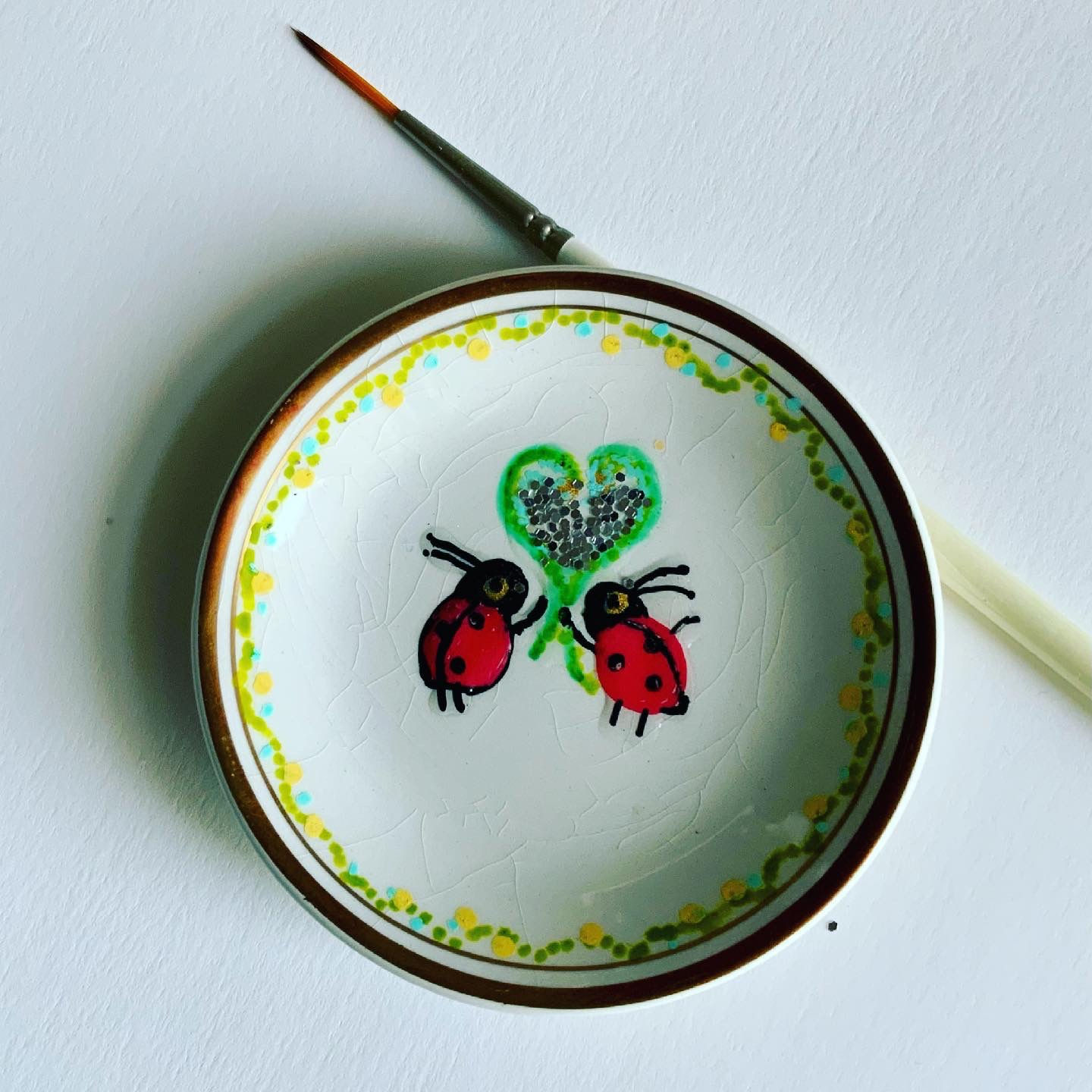 Two ladybugs. Trinket dish