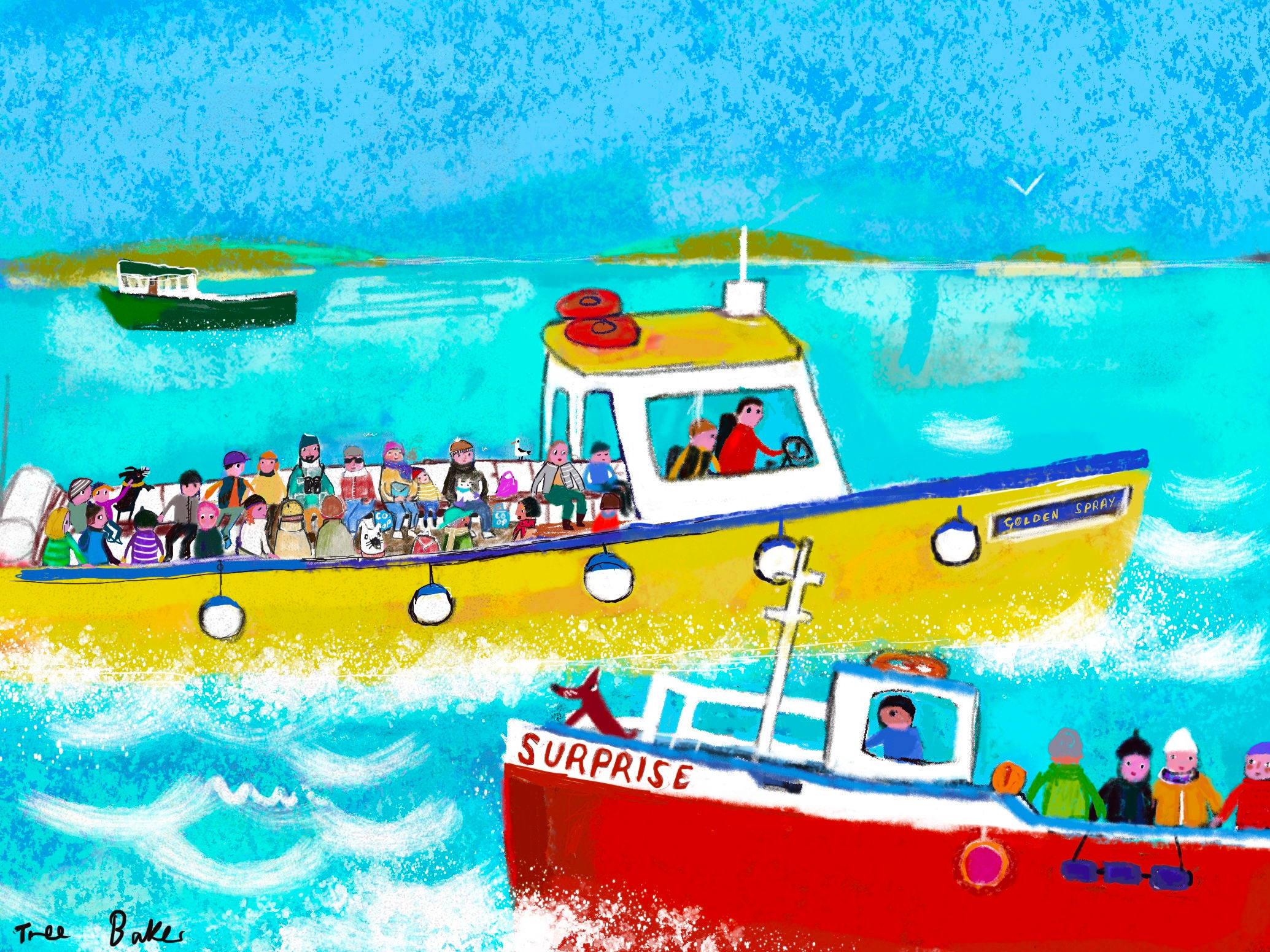 Scilly Boats. Surprise and Golden Spray. A3 in Size print