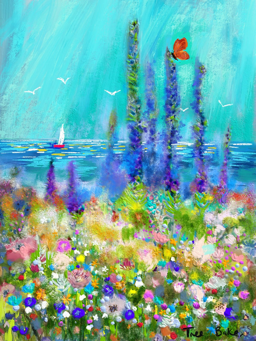 Red Boat and the Butterfly A3 print