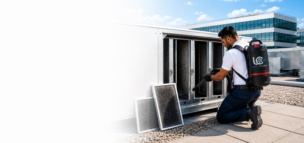 Professionele reiniging van luchtbehandelingskasten en hvac door UnitCare. Schoner binnenklimaat, optimale werking.
