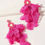 Thumbnail: Pink Petal Chiffon Hanging Earrings 