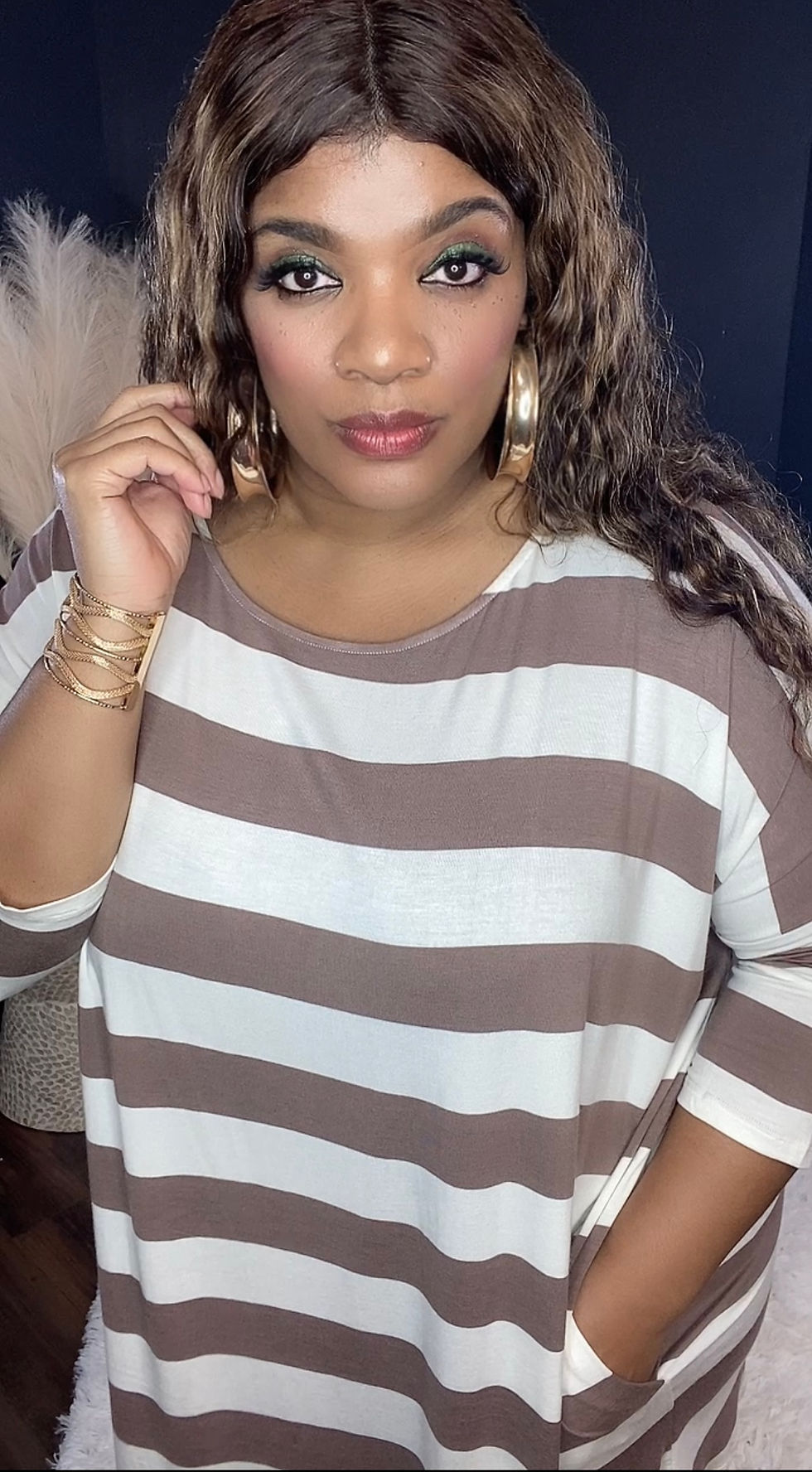Thumbnail: Mocha Stripped Legging Set