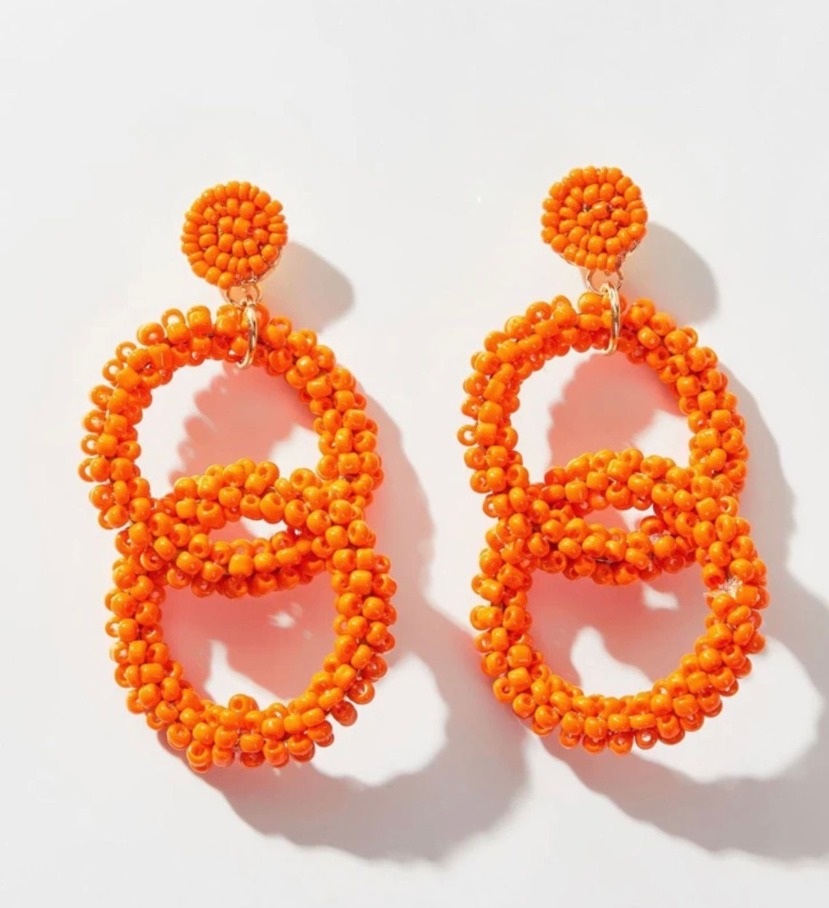 Orange Beaded Multi- circle Earrings 