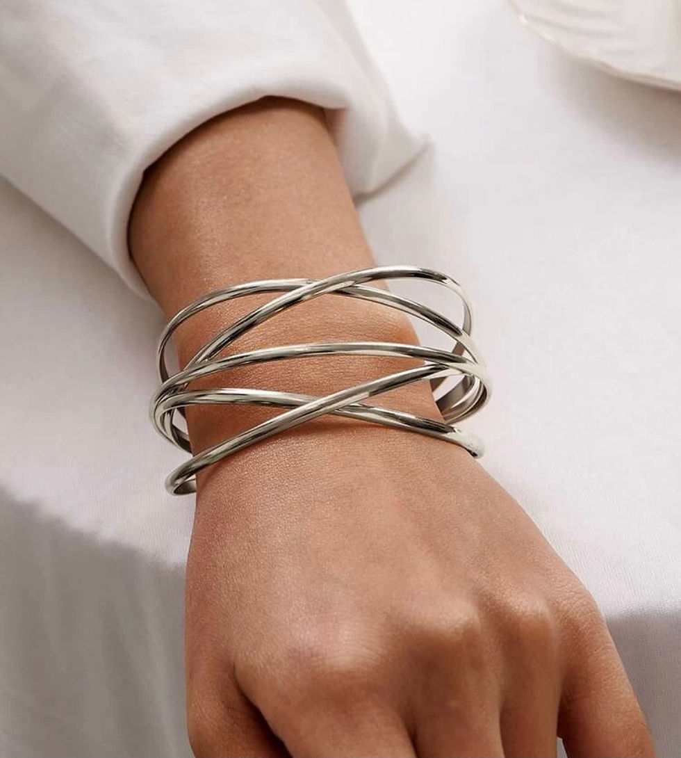 Thumbnail: Silver Layered Cuff Bracelet 