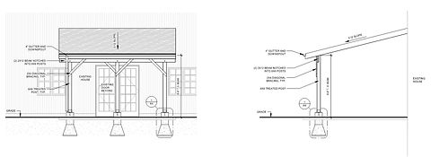 Architectural and engineering drawings for patio covers.