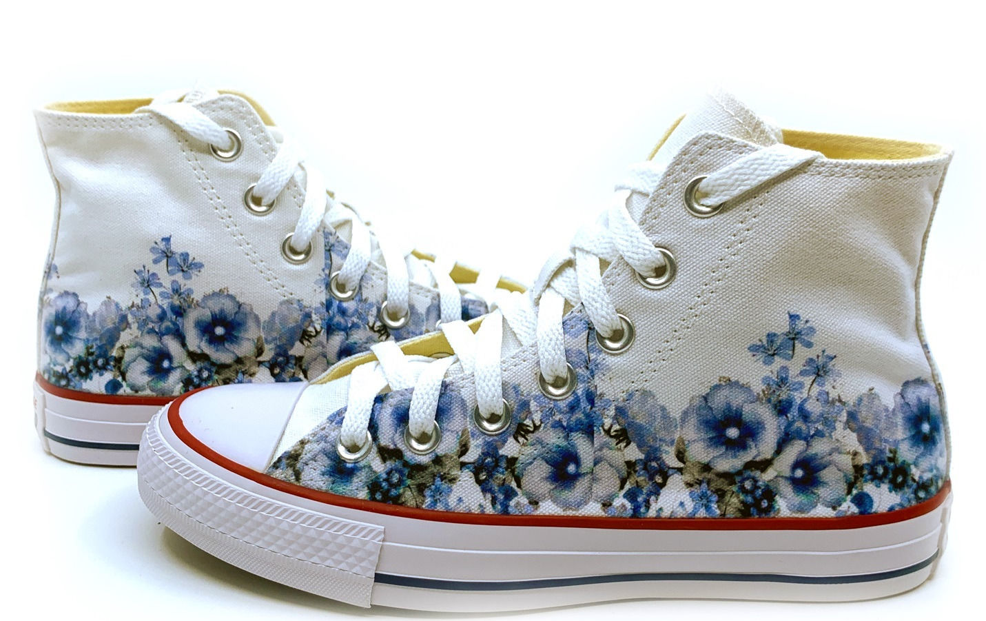 Blue Roses, Floral Chuck Taylor Fan Art Custom Hand Made High Top Converse