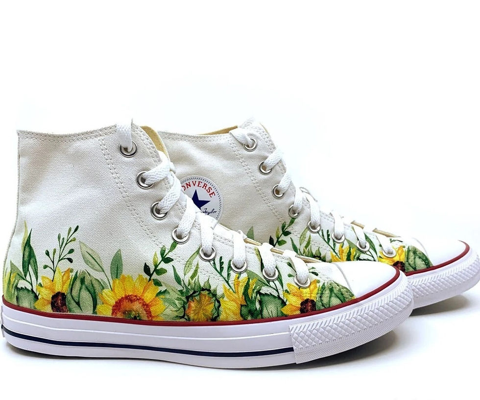 Thumbnail: Sunflower Floral Custom Hand Made High Top Converse