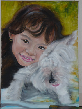 petite fille et son chien