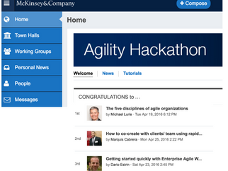 "Five disciplines of agile organizations" voted top idea in McKinsey Agility Hackathon