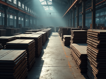 Steel shipments awaiting inspection for conformity.