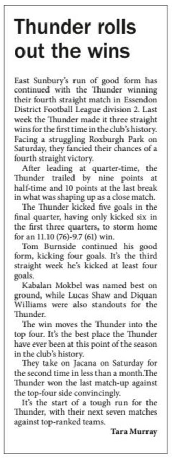 Thunder rolls out the wins - Star Weekly