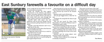 East Sunbury farewells a favourite on a difficult day
