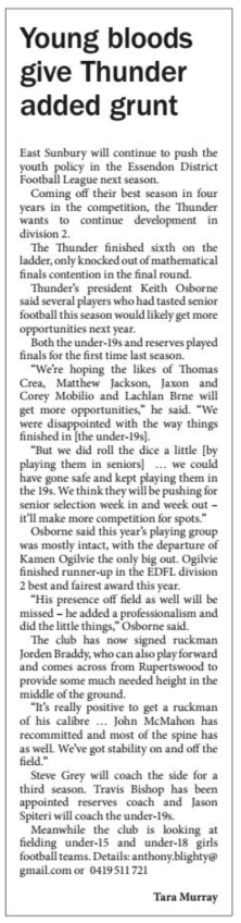 Young bloods give Thunder added grunt -Star Weekly