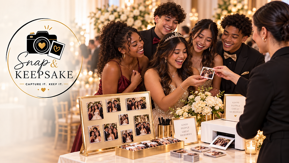 Guests enjoying photo booth rentals for parties at a magnet station