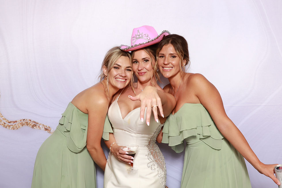 Bride and bridesmaids at an online photo booth rental